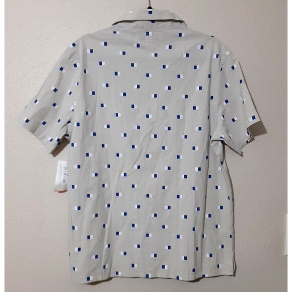NWT Old Navy Everyday Button Up Shirt Mens Size M Khaki Geometric Built-In Flex - Picture 8 of 9